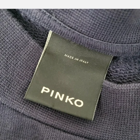 PINKO Designer Navy Blue Love me Tender sweatshirt sweater jumper top Elvis - Picture 8 of 9